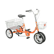 VOLTUS 14" Tricycle Dual Front-Wheel Design High-Strength Steel Frame 135kg Max Load Waterproof Bottom Bracket Large Storage Baskets - Orange