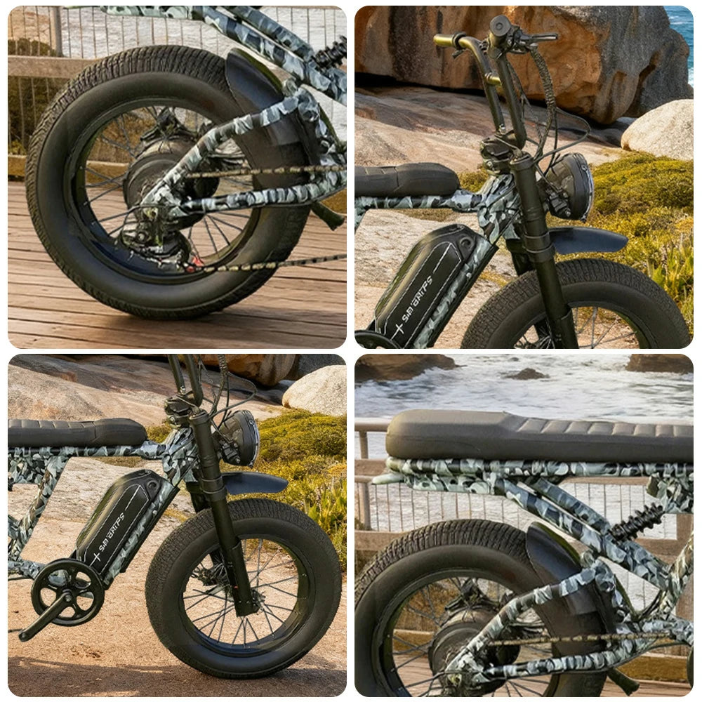 VOLTUS Z01 Electric Bike 48V13Ah 500W All-Terrain Fat Tyre E-Bike Camouflage Frame - Black