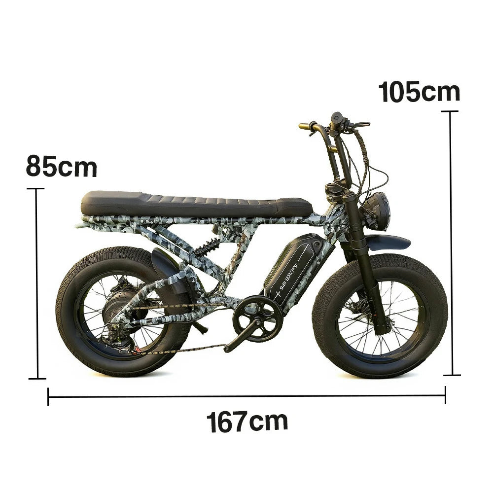 VOLTUS Z01 Electric Bike 48V13Ah 500W All-Terrain Fat Tyre E-Bike Camouflage Frame - Black