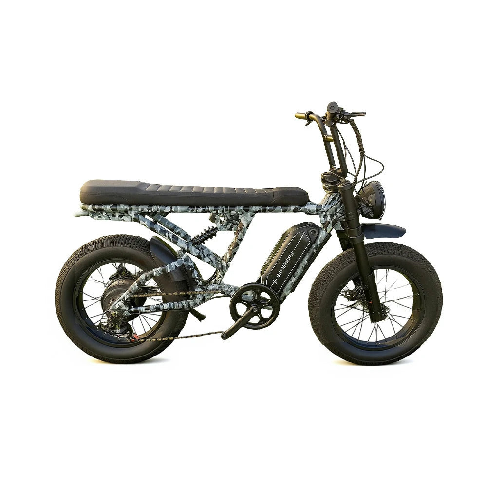 VOLTUS Z01 Electric Bike 48V13Ah 500W All-Terrain Fat Tyre E-Bike Camouflage Frame - Black
