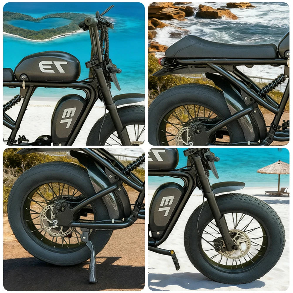 VOLTUS Z02 Electric Bike 48V13Ah 500W Fat Tyre Retro-Style E-Bike Durable Steel Frame - Black