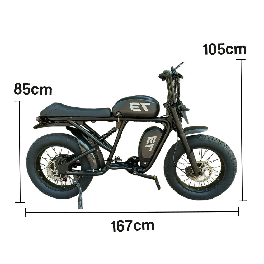 VOLTUS Z02 Electric Bike 48V13Ah 500W Fat Tyre Retro-Style E-Bike Durable Steel Frame - Black