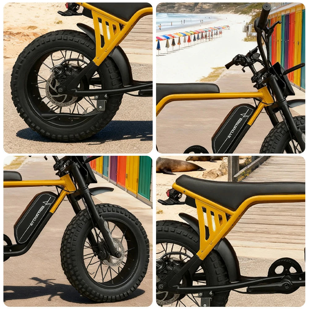 VOLTUS Z03 Electric Bike 48V13Ah 500W Fat Tyre Retro-Style E-Bike Durable Steel Frame - Yellow