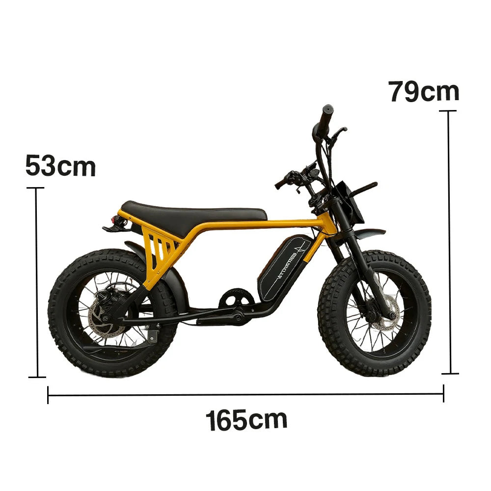 VOLTUS Z03 Electric Bike 48V13Ah 500W Fat Tyre Retro-Style E-Bike Durable Steel Frame - Yellow