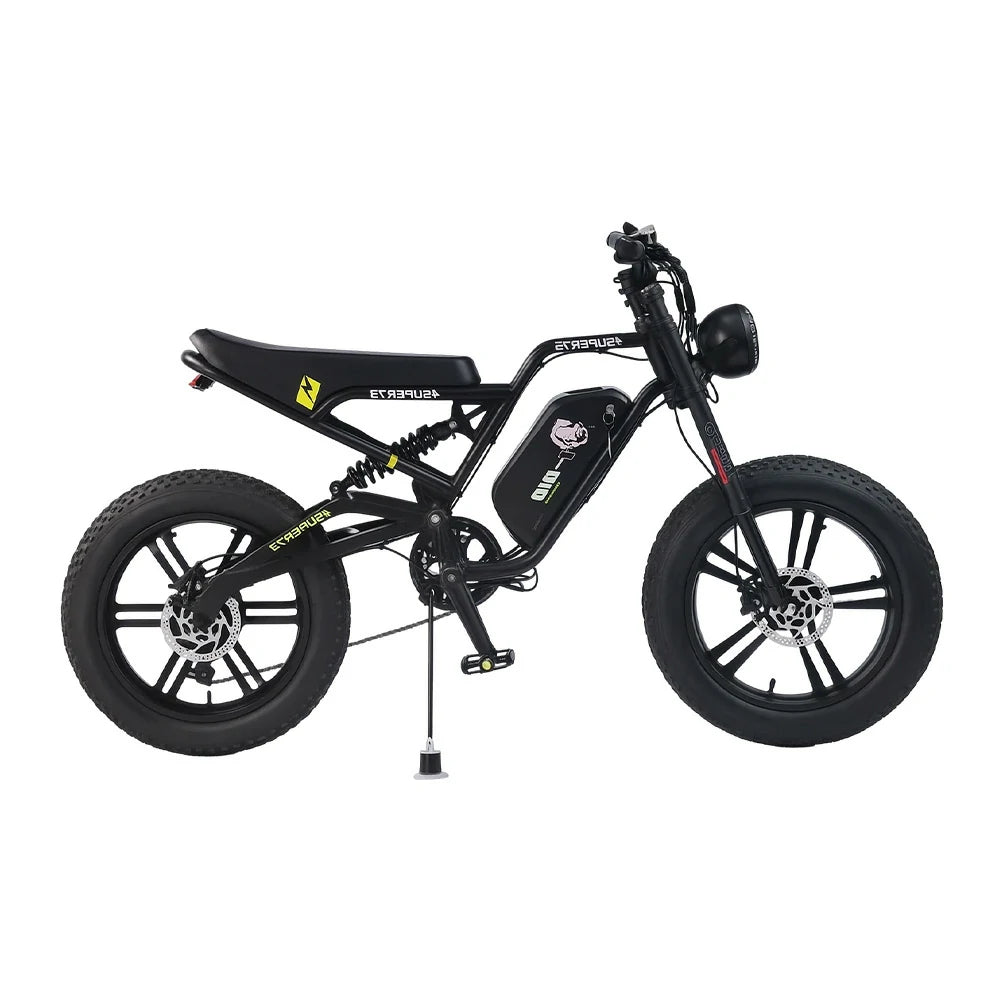 VOLTUS Z05 Electric Bike 48V13Ah 500W Fat Tyre Retro-Style E-Bike Enhanced Suspension & Steel Frame - Black