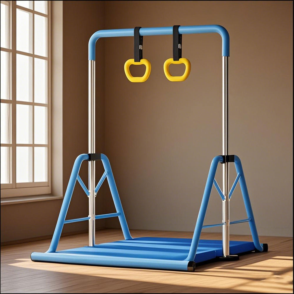 WIGLOO 115-155cm Adjustable Height Foldable Kids Horizontal Bar Chin Up Pull Up Bar