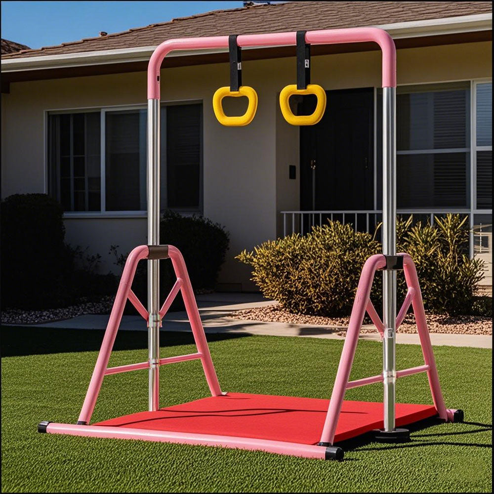 WIGLOO 115-155cm Adjustable Height Foldable Kids Horizontal Bar Chin Up Pull Up Bar