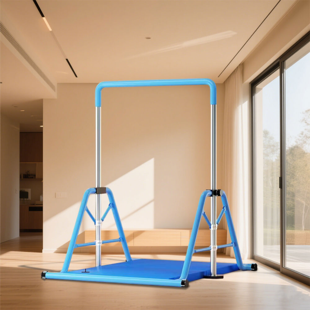 WIGLOO 115-155cm Adjustable Height Foldable Kids Horizontal Bar Chin Up Pull Up Bar