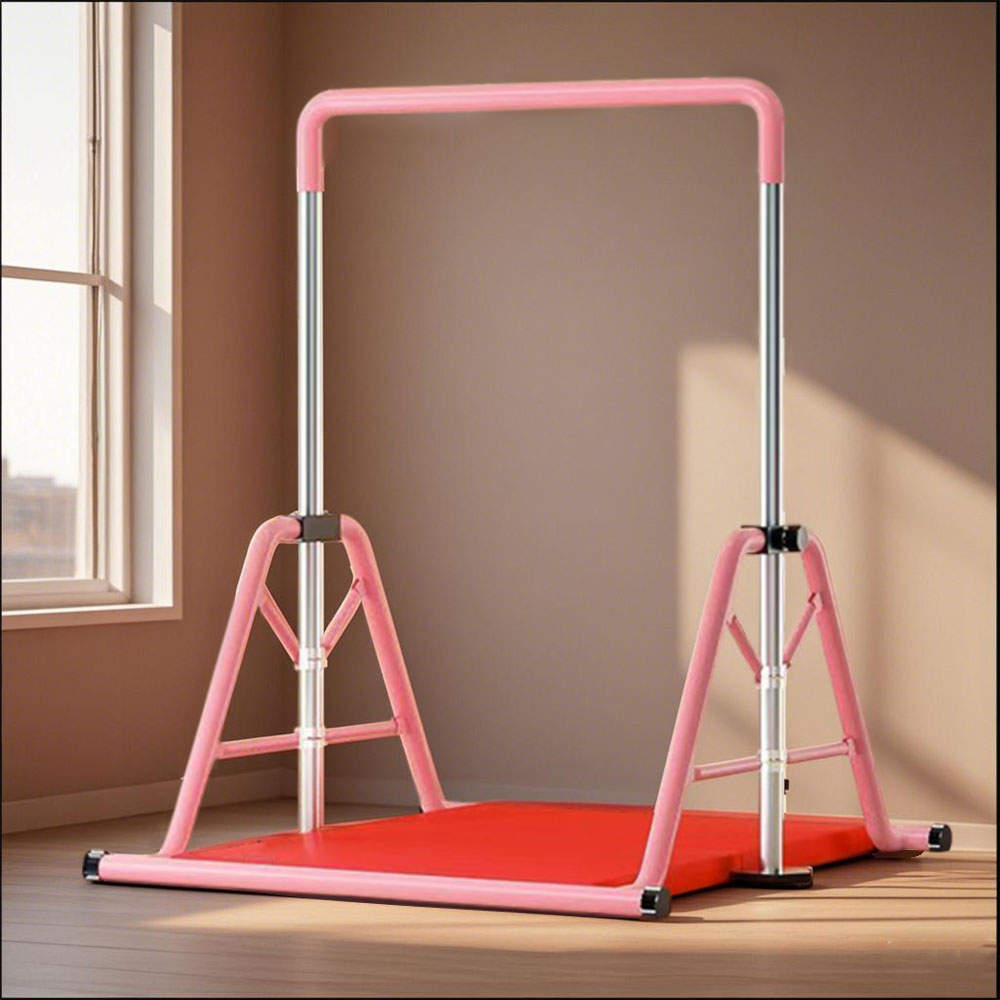 WIGLOO 115-155cm Adjustable Height Foldable Kids Horizontal Bar Chin Up Pull Up Bar