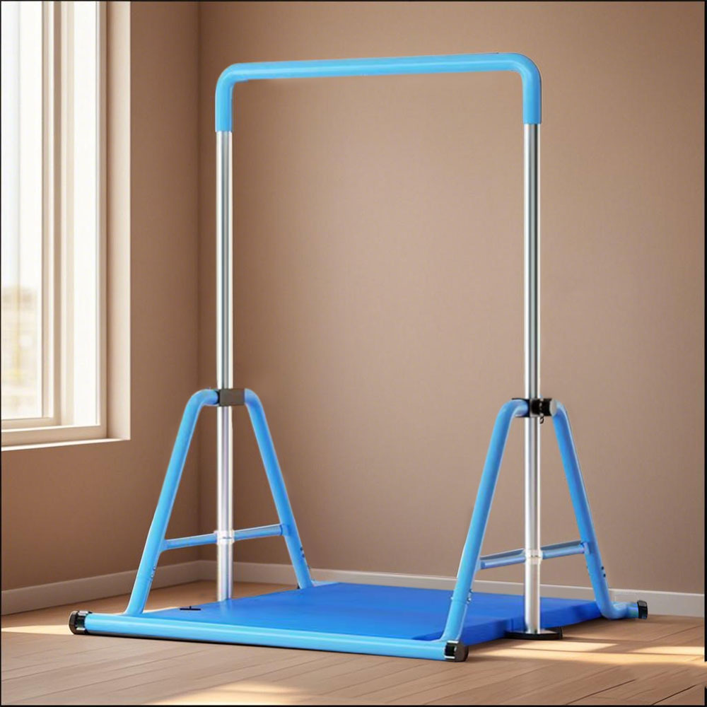 WIGLOO Adjustable Height Foldable Kids Horizontal Bar Chin Up Pull Up Bar