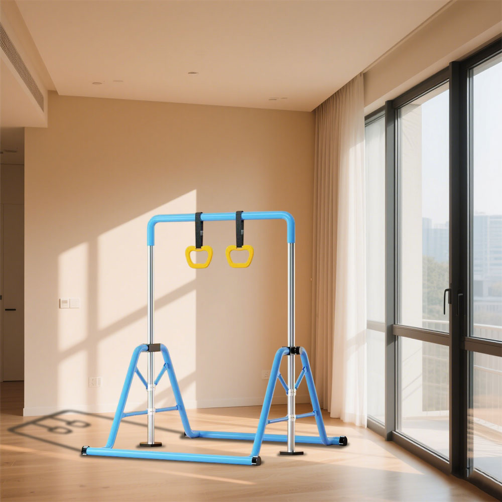 WIGLOO 115-155cm Adjustable Height Foldable Kids Horizontal Bar Chin Up Pull Up Bar