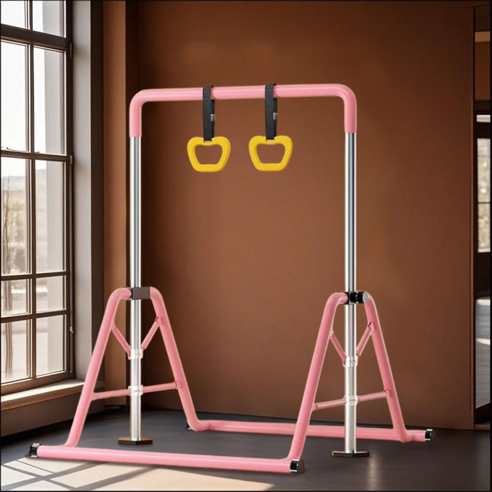 WIGLOO 115-155cm Adjustable Height Foldable Kids Horizontal Bar Chin Up Pull Up Bar