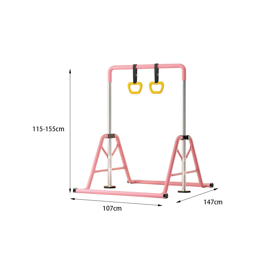 WIGLOO 115-155cm Adjustable Height Foldable Kids Horizontal Bar Chin Up Pull Up Bar