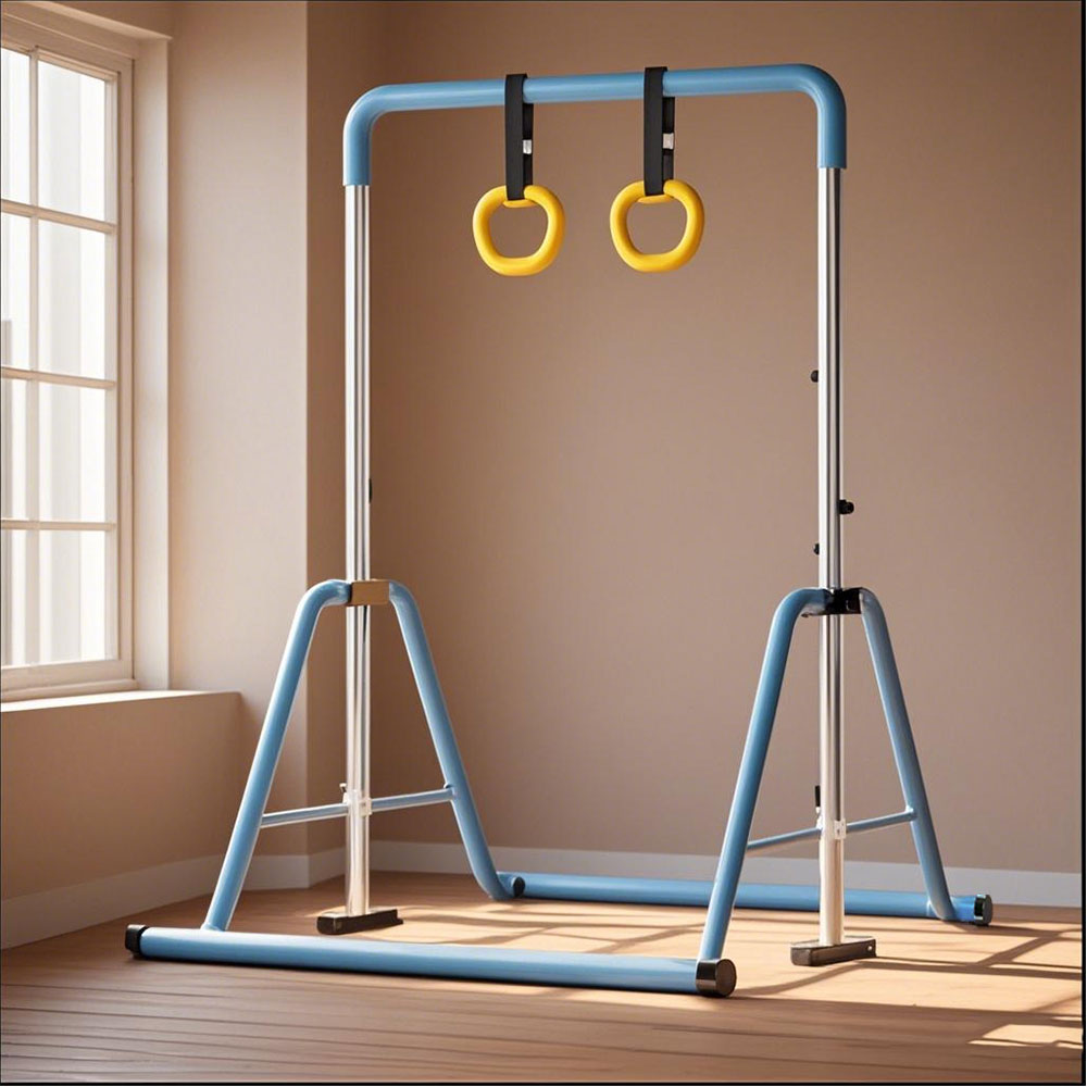 WIGLOO Adjustable Height Foldable Kids Horizontal Bar Chin Up Pull Up Bar