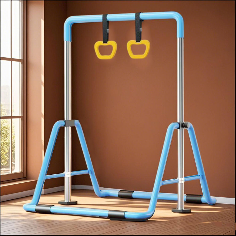 WIGLOO Adjustable Height Foldable Kids Horizontal Bar Chin Up Pull Up Bar