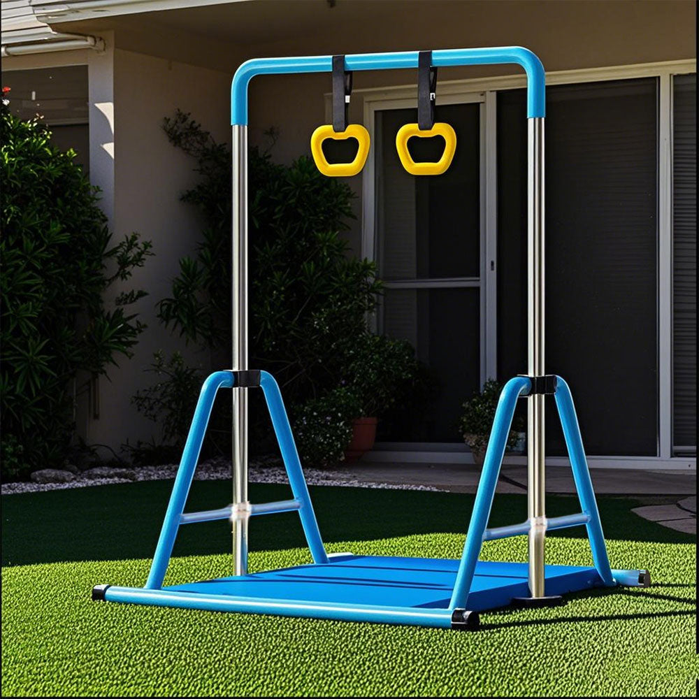 WIGLOO Adjustable Height Foldable Kids Horizontal Bar Chin Up Pull Up Bar