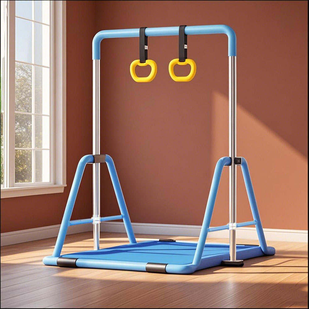 WIGLOO Adjustable Height Foldable Kids Horizontal Bar Chin Up Pull Up Bar