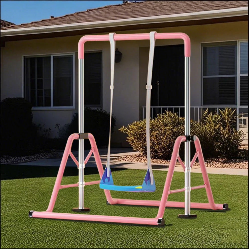 WIGLOO 115-155cm Adjustable Height Foldable Kids Horizontal Bar Chin Up Pull Up Bar