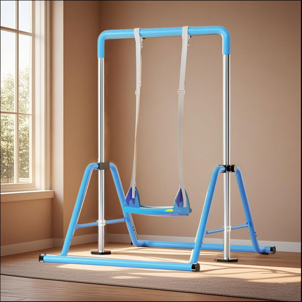 WIGLOO Adjustable Height Foldable Kids Horizontal Bar Chin Up Pull Up Bar