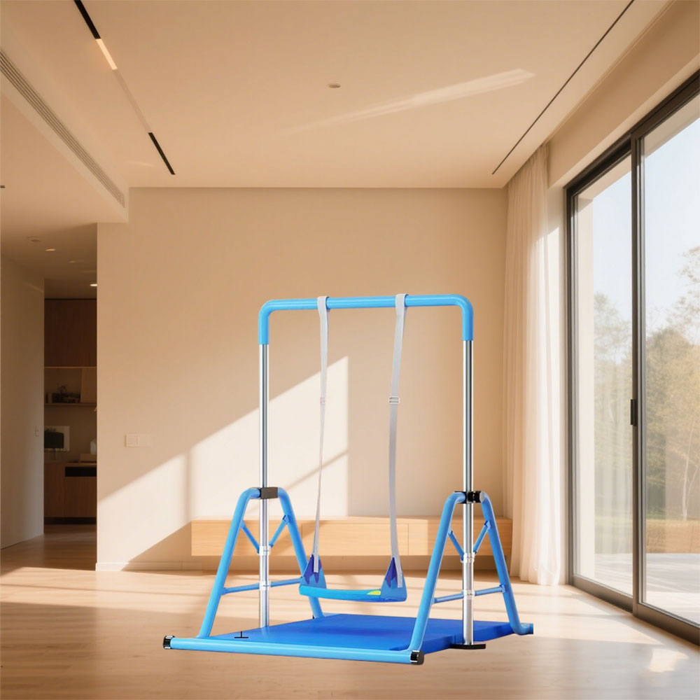 WIGLOO 115-155cm Adjustable Height Foldable Kids Horizontal Bar Chin Up Pull Up Bar