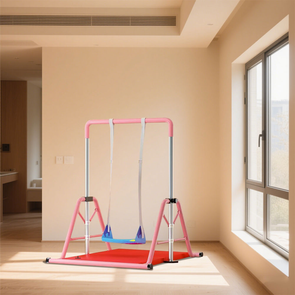 WIGLOO 115-155cm Adjustable Height Foldable Kids Horizontal Bar Chin Up Pull Up Bar