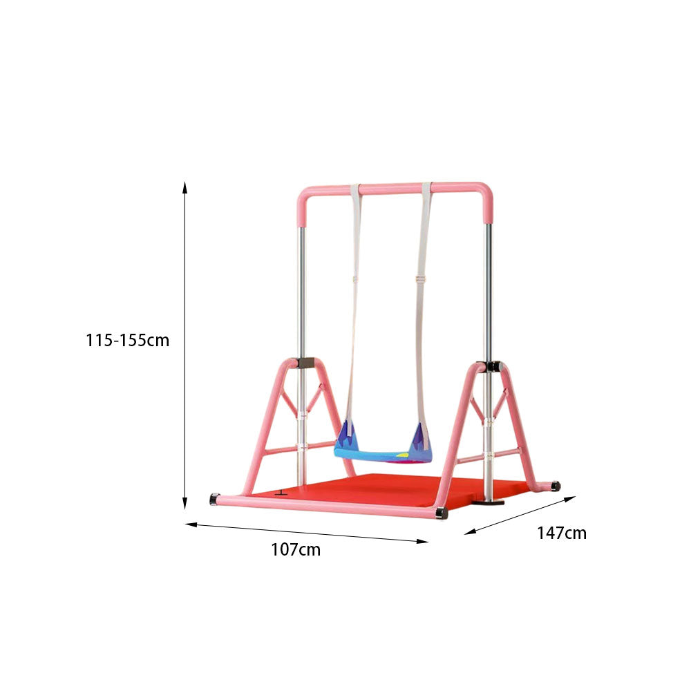 WIGLOO 115-155cm Adjustable Height Foldable Kids Horizontal Bar Chin Up Pull Up Bar