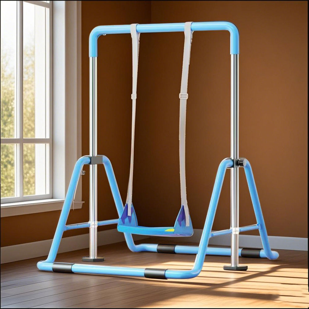 WIGLOO Adjustable Height Foldable Kids Horizontal Bar Chin Up Pull Up Bar