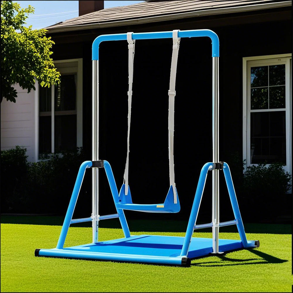 WIGLOO Adjustable Height Foldable Kids Horizontal Bar Chin Up Pull Up Bar