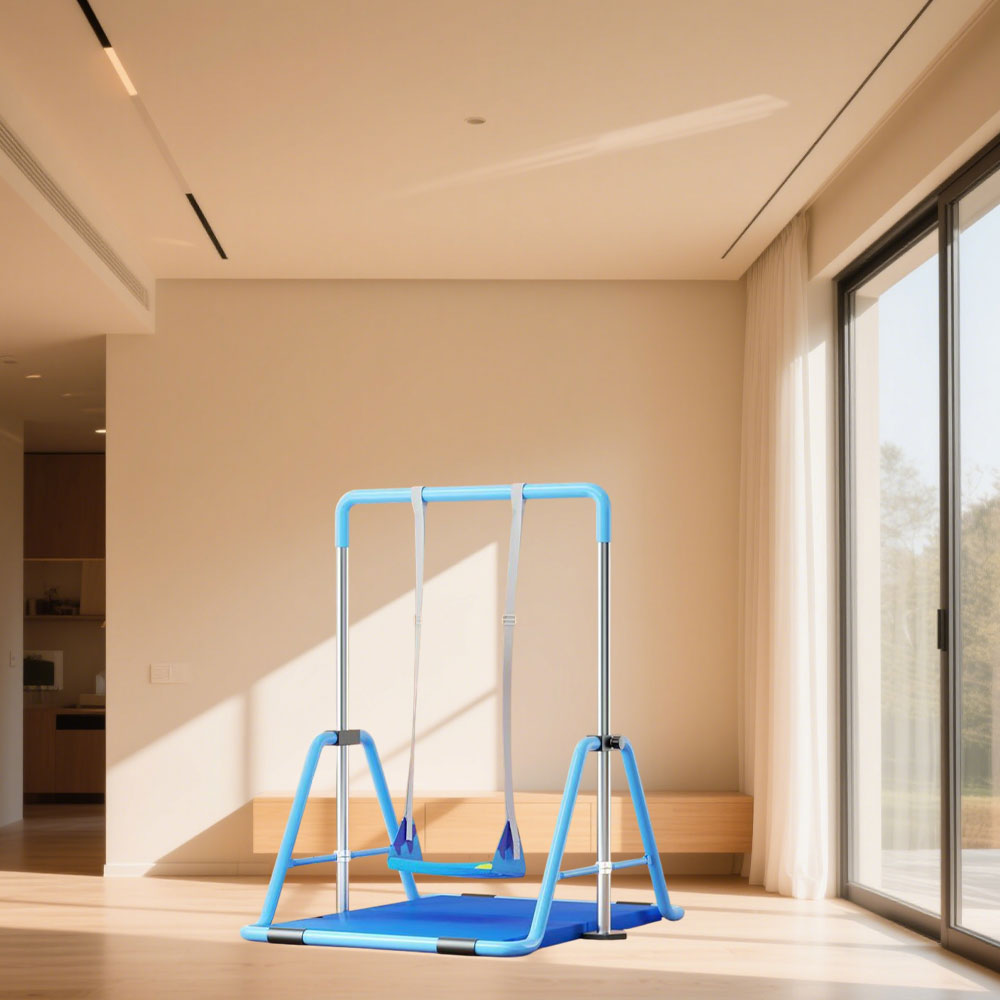 WIGLOO Adjustable Height Foldable Kids Horizontal Bar Chin Up Pull Up Bar