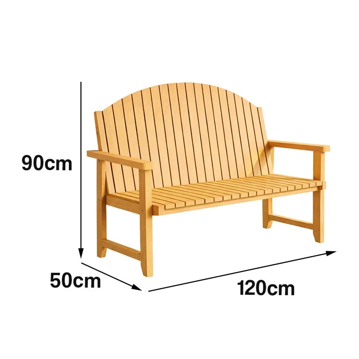 SOLARA 120/150cm Outdoor Garden Bench - Weather-Resistant Waterproof Fir Timber - Ergonomic Curved Back Heavy-Duty Design - Yellow