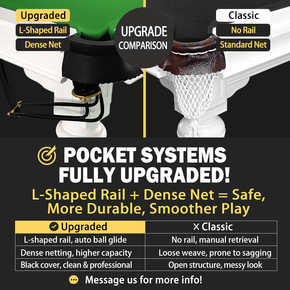 QUESLA 8FT Pool Table 2025 Model - Classic Slate Design Upgraded with Reinforced Legs & Pro Ball Nets - Professional Billiard Table, Solid Timber Walnut Frame