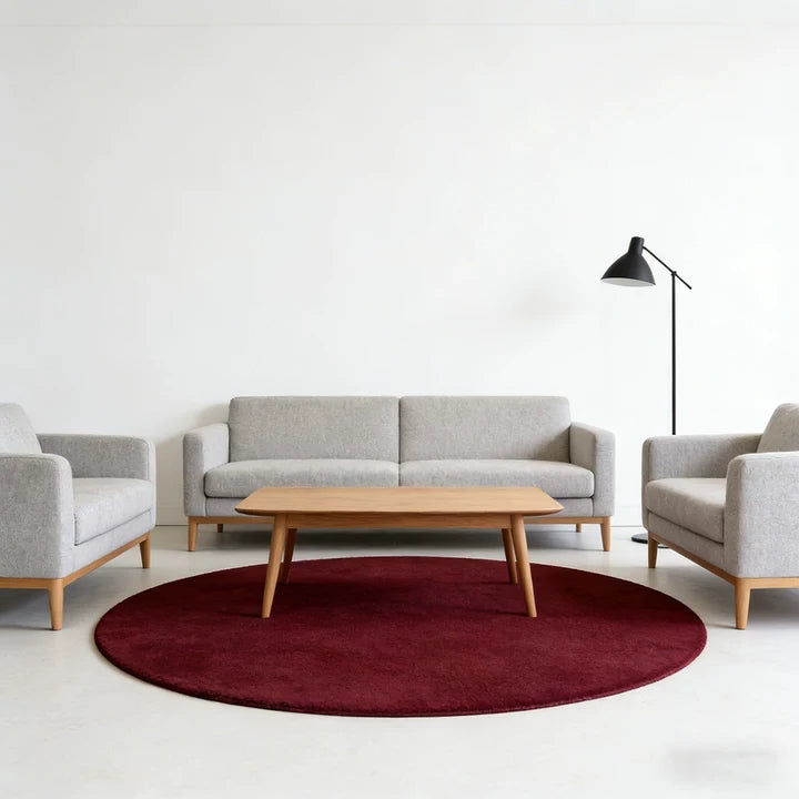 LUXORA 200/250cm Round Floor Rugs Handwoven Soft Rebound Traditional Weave Timeless Design Multi Space Use - Melno Wine