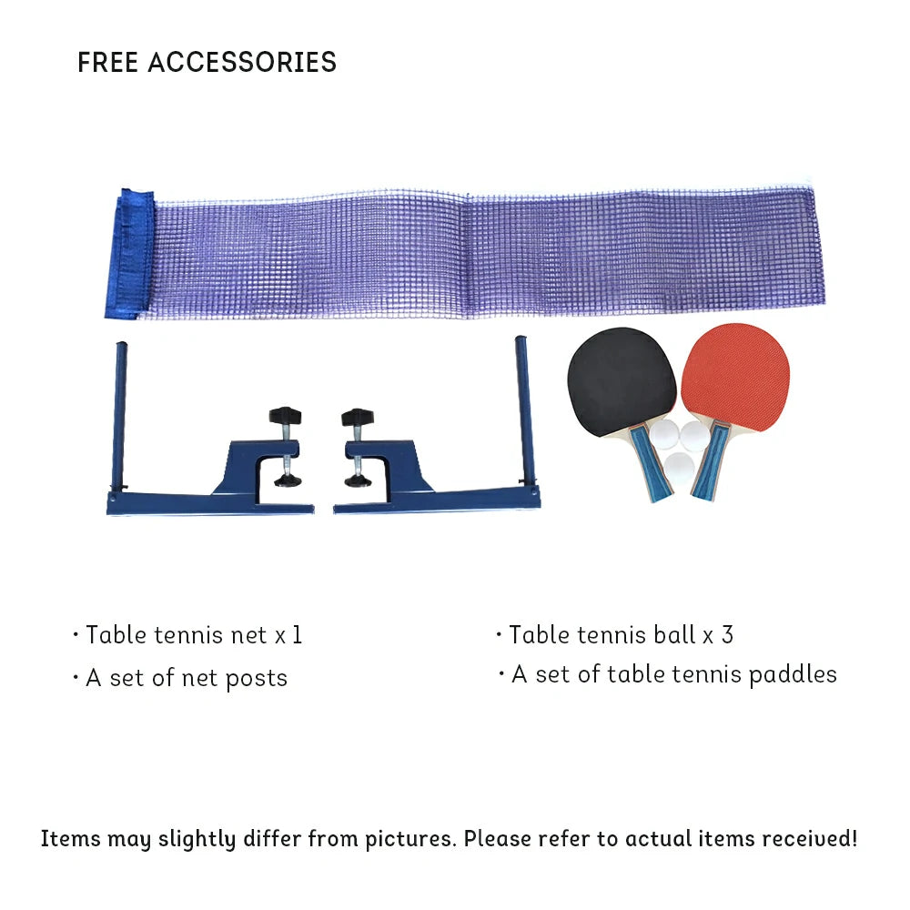 SUNNET Outdoor Waterproof 4cm Table Tennis Pingpong Table with Heavy-Duty Base and Free Accessories - Green & Black