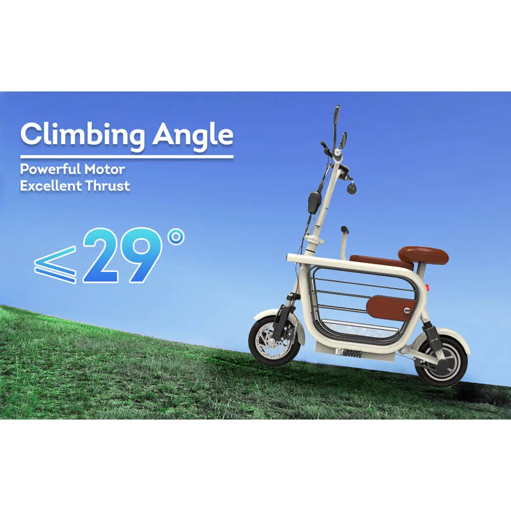 GLIDER DD1 48V 500W 13Ah 11-inch Foldable Electric Scooter Large Storage Capacity USB Charger W/ Baby Seat