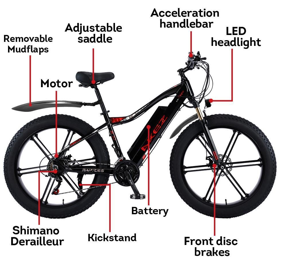 VOLTUS 750W 48V ML1P Snow Bicycle 26-inches Beach Electric Bike Motorized eBike Battery