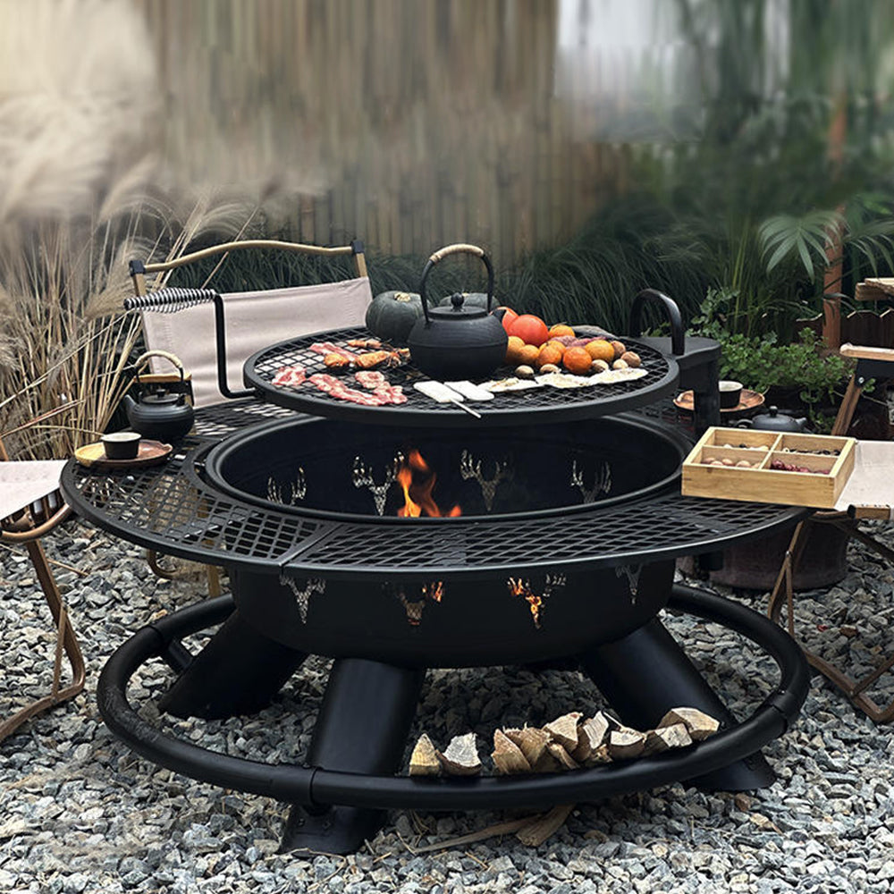 SOLARA Multifunctional Outdoor Barbecue Grill w/ Cover - Black