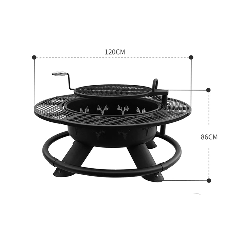 SOLARA Multifunctional Outdoor Barbecue Grill w/ Cover - Black