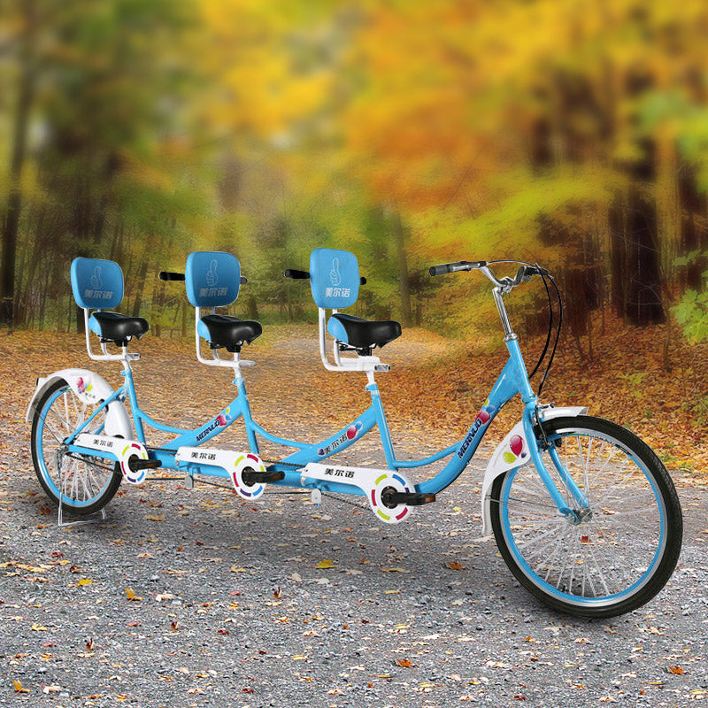 VOLTUS 24 Inch 3-seater Tandem Bicycle Sightseeing Bike - Blue&White