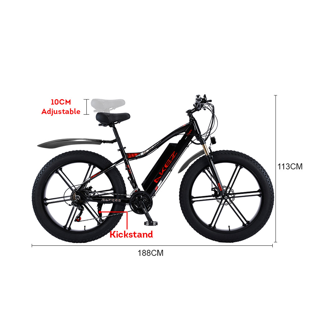 VOLTUS 750W 48V ML1P Snow Bicycle 26-inches Beach Electric Bike Motorized eBike Battery