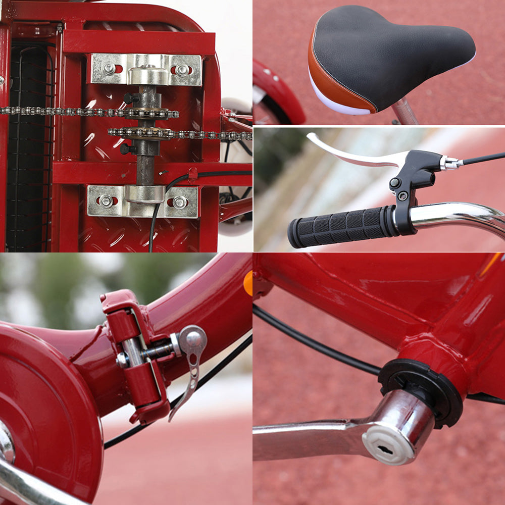 VOLTUS 20 Inches Suspension Fork Foldable 3 Wheels Bike W/ Basket Widened Seat Adult Tricycle