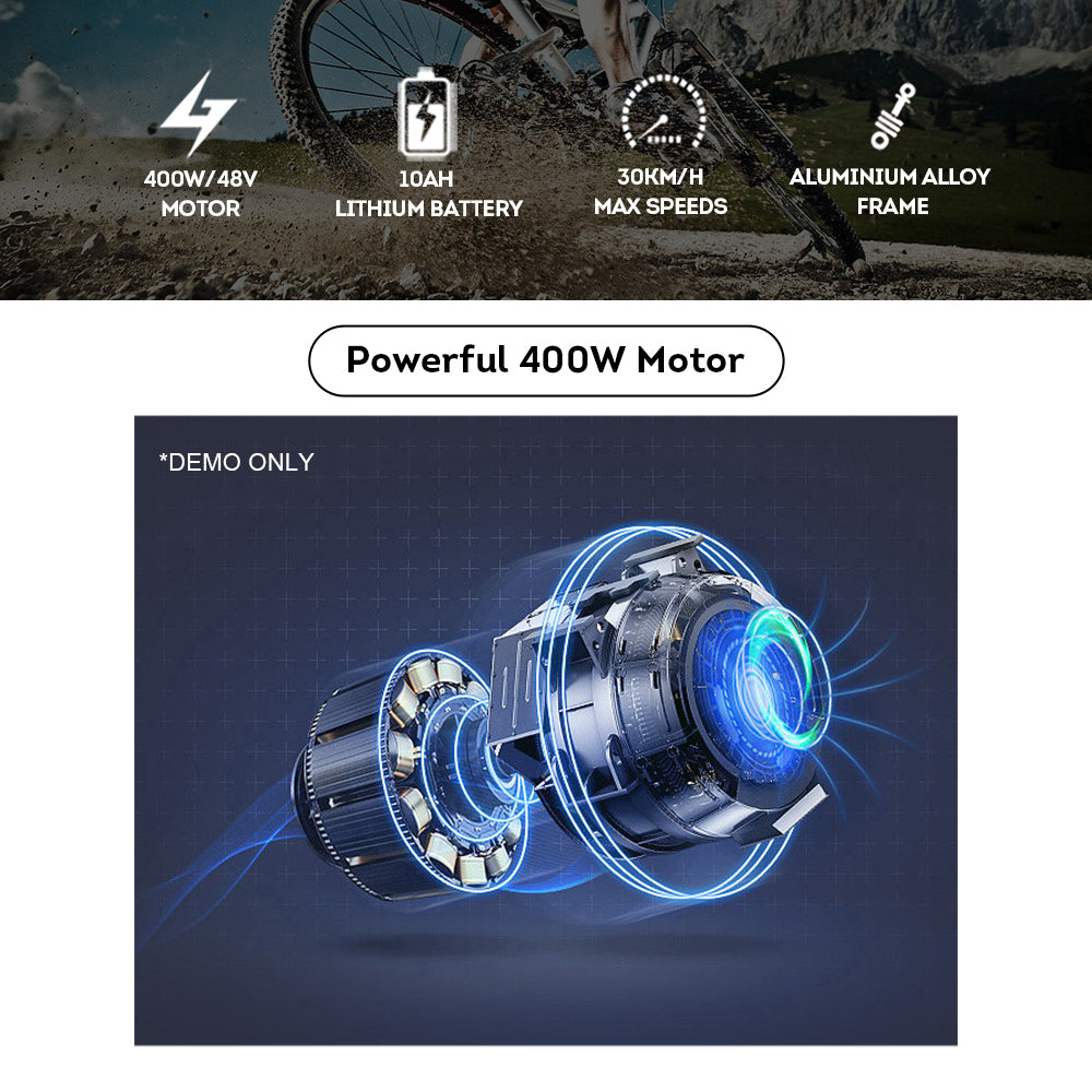 VOLTUS ESBIKE-11 400W 48V 10AH Foldable Electric Bike LED Display Device - Black