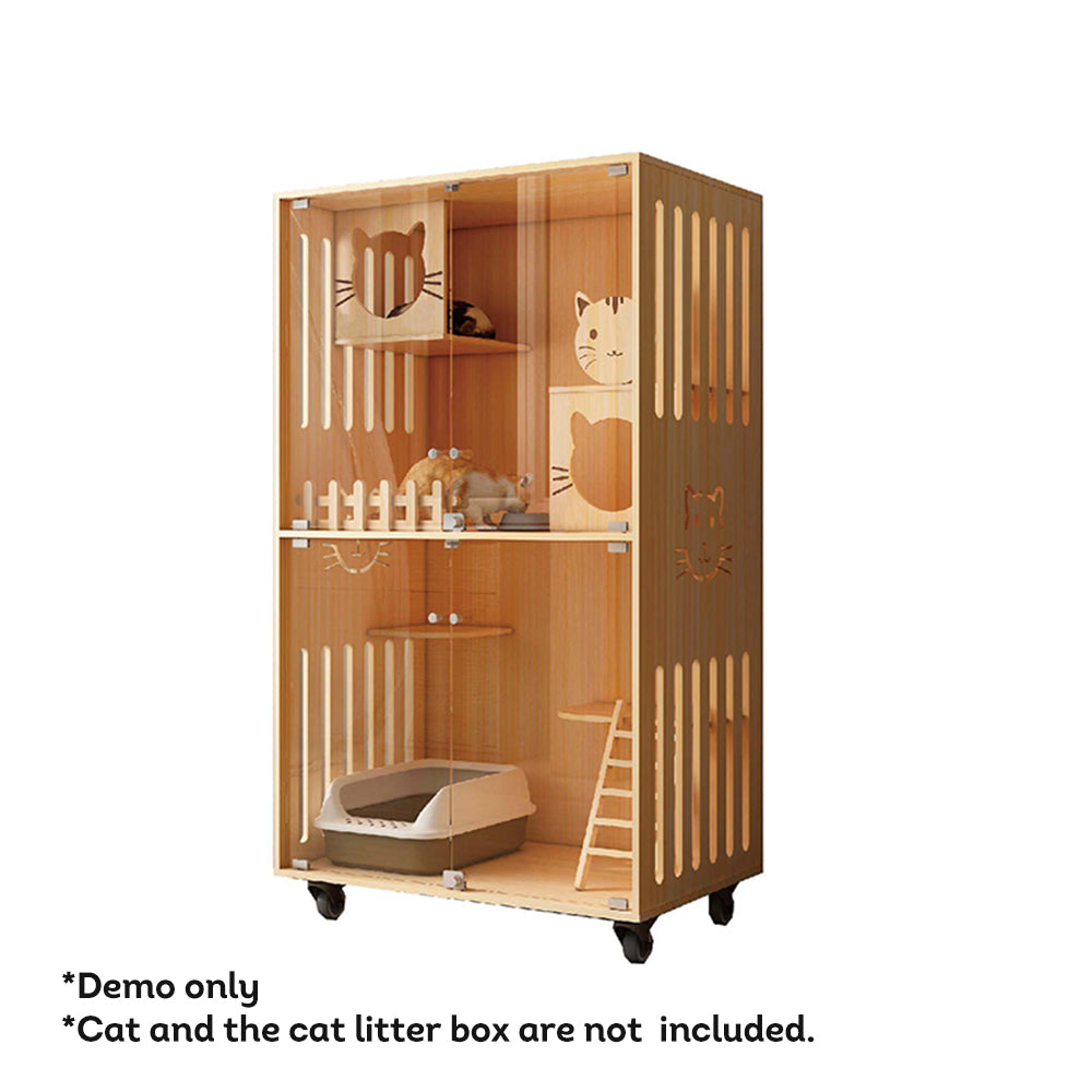 LIVARA Luxury Wooden Cat House Cat Furniture 90cm Length - Wood Color