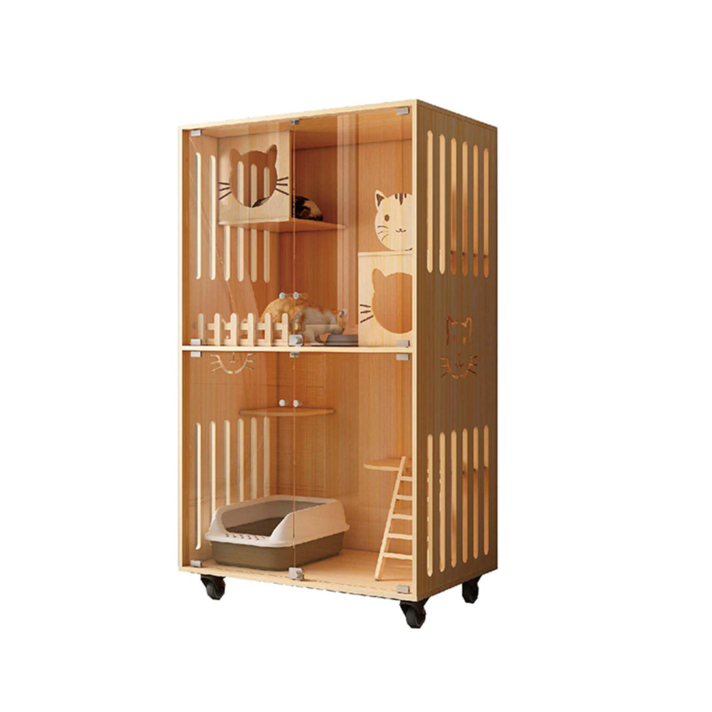 LIVARA Luxury Wooden Cat House Cat Furniture 90cm Length - Wood Color