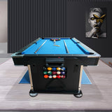 7Ft 4-In-1 Convertible Air Hockey / Pool Billiards /Dining Table /Table Tennis Table Blue/Black Felt For Billiard Gaming Room Free Accessory