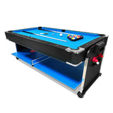 7Ft 4-In-1 Convertible Air Hockey / Pool Billiards /Dining Table /Table Tennis Table Blue/Black Felt For Billiard Gaming Room Free Accessory