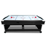 7Ft 4-In-1 Convertible Air Hockey / Pool Billiards /Dining Table /Table Tennis Table Blue/Black Felt For Billiard Gaming Room Free Accessory