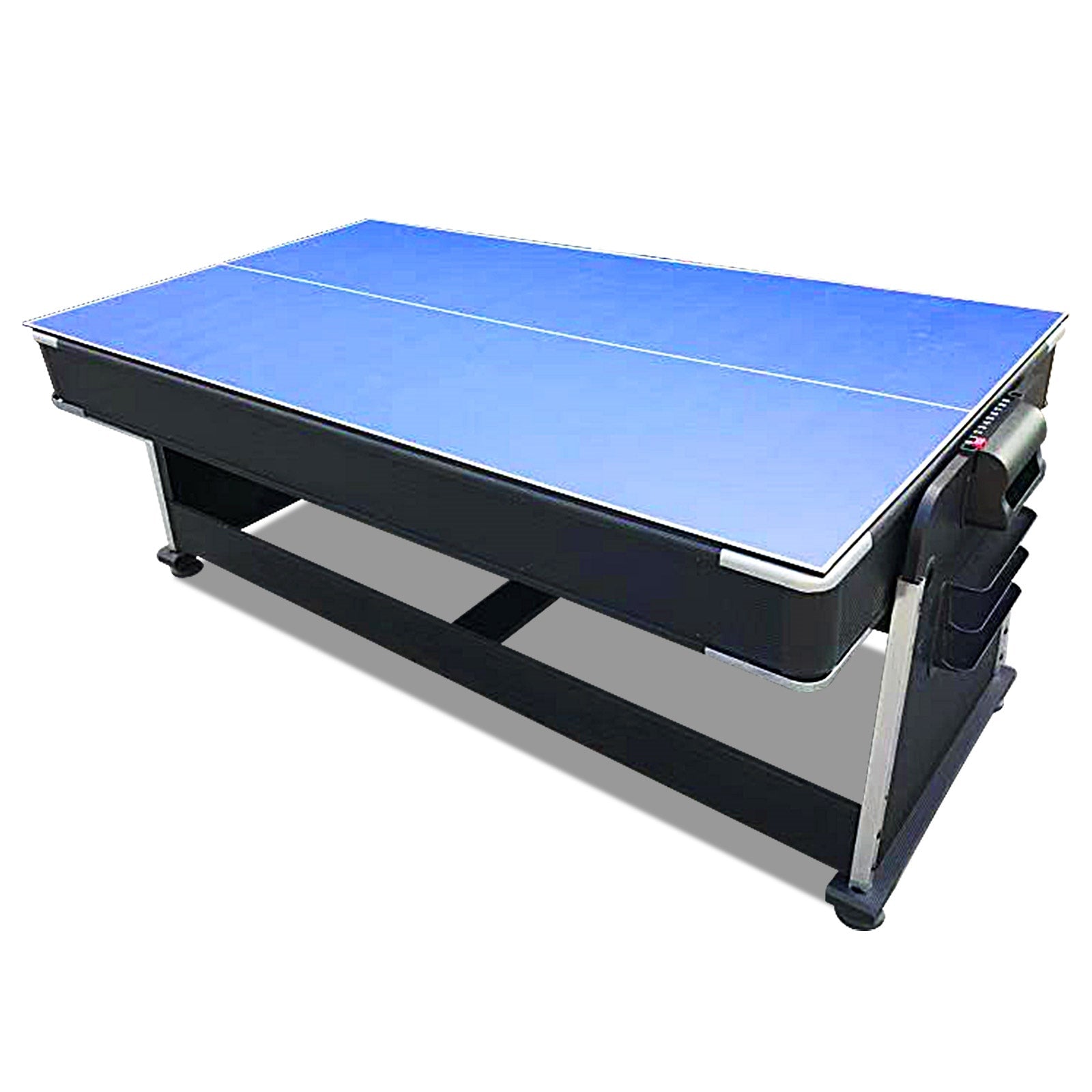 VERSA 7FT 4-In-1 Convertible Air Hockey/ Pool Billiards/ Dining Table / Table Tennis Table Blue/ Black Felt For Billiard Gaming Room Free Accessory