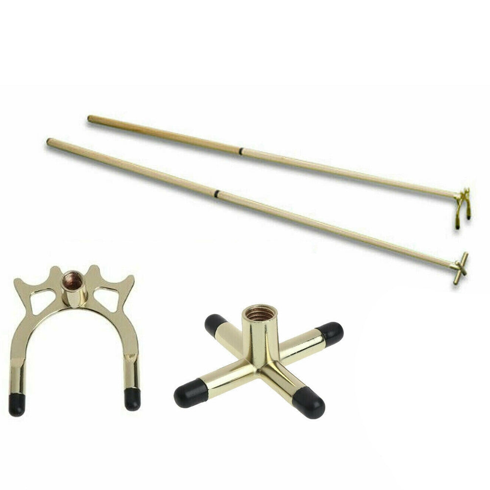 2x 2-Piece Cues+Cross+High Bridge Rest Head for Pool Snooker Billiard