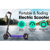 M365 Blue LED Strip Electric Scooter Foldable Motorised Scooter Honeycomb Tires With Shock Absorber A11E - Black