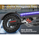 M365 Blue LED Strip Electric Scooter Foldable Motorised Scooter Honeycomb Tires With Shock Absorber A11E - Black